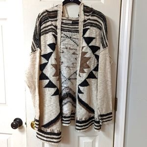 Aztec print hooded cardigan